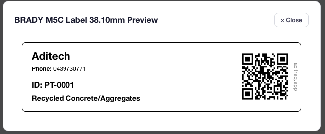AXITRAQ Label Generator Preview