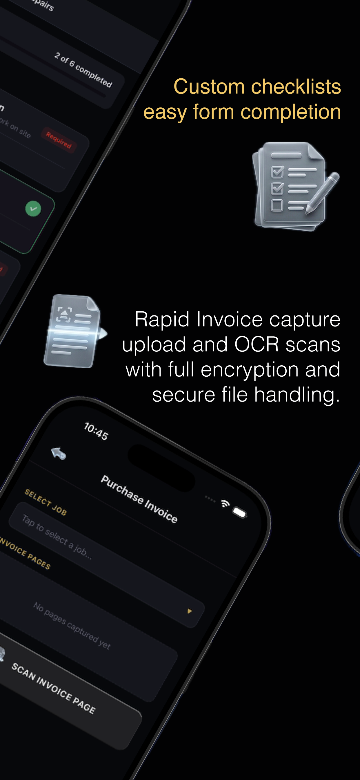 AXITRAQ App — Custom checklists, form completion, and invoice capture with OCR
