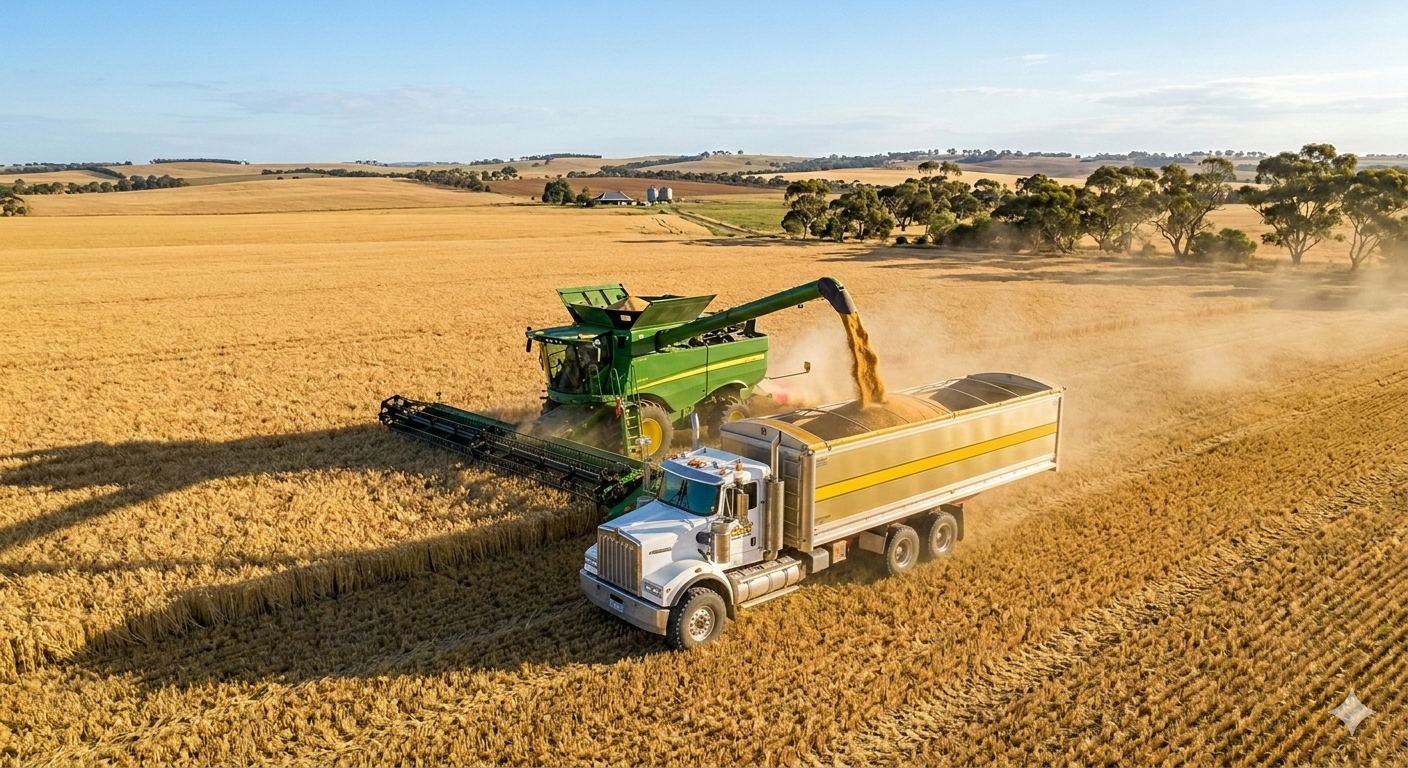 Agricultural harvesting machinery in the field